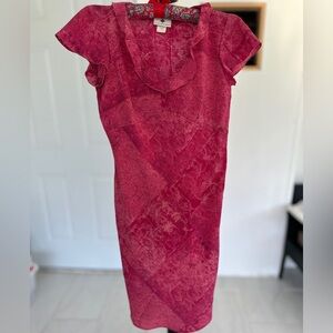 Eileen West Textured Red Midi Dress